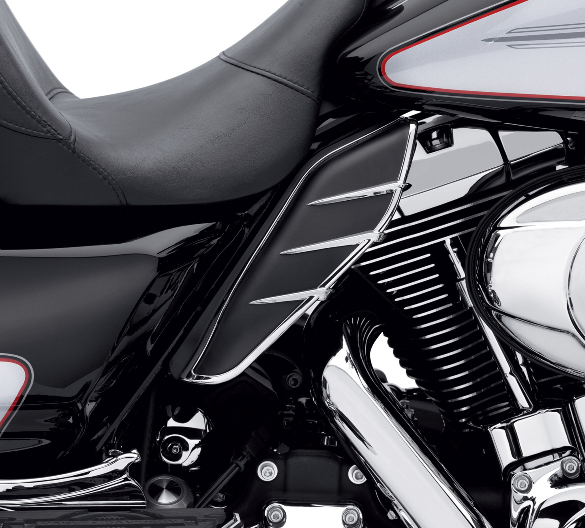 Flame Mid-Frame Engine Air Deflectors Heat Shield Trim For Harley Touring 09-up